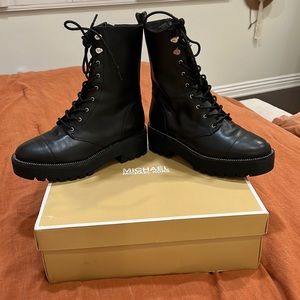 Brand new micheal Kors leather combat boots